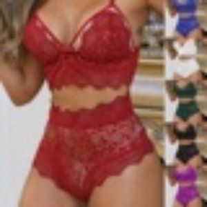 Sexy 2 pc candy apple red lace lingerie set